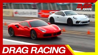 FERRARI 488 🆚 Porsche 911 GT 3 🆚 Audi TT S y RS 🔥Sports Car DRAG RACES 🔥 Colombia 2019🔥 [upl. by Blalock703]