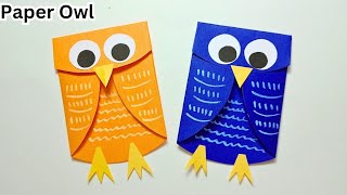 How To Make Paper Owl 🦉  Very Easy And Cute Paper Owl  School Craft Ideas [upl. by Killam]