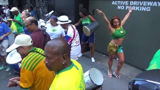 BRAZILIAN CARNIVAL SAMBA ORCHESTRA DRUMS MUSIC MAKES BRAZILIAN STREET SAMBA DANCE PARTY IN NEW YORK [upl. by Sherill740]