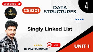 Singly Linked List  Data Structures  CS3301  Anna university R2021 in Tamil [upl. by Eillor521]