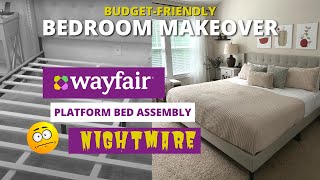 Master Bedroom Makeover On A Budget  New Wayfair Platform Bed [upl. by Ayikan]