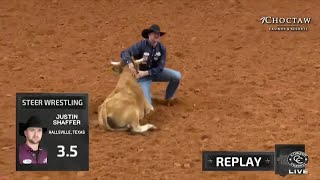 Worldleading steer wrestler from Hallsville wins round of Fort Worth rodeo [upl. by Orly]