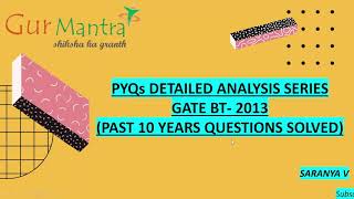 GATE BT 2013 Paper Discussion  Solved PYQs GATE BT Questions  GurMantra [upl. by Eerhs]