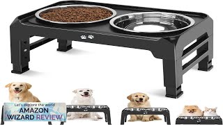 Elevated Dog Bowls 4 Height Adjustable Raised Dog Bowl Stand with 2 Review [upl. by Mansur561]