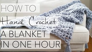 How to Hand Crochet a Blanket in One Hour  Simply Maggie [upl. by Corb]