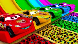 TRANSPORTING PIXAR CARS amp FRUITS WITH COLORED amp JOHN DEERE vs CLAAS vs TRACTORS  BeamNGdrive [upl. by Glavin]