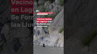 Vecinos nadan en laguna que se formó por las lluvias en La Huasteca  N Shorts [upl. by Nonna357]