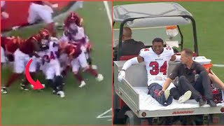 Horrible Injury 😨 Buccaneers Cornerback Bryce Hall Injured Vs Commanders  Carted Off Field [upl. by Sudhir]