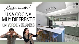 Cocina Rustica BLANCA y VERDE con Isla y Mesa CJR [upl. by Krug]