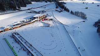 Drohnenaufnahme vom Biathlonzentrum Obertilliach Langlaufurlaub in Osttirol Tirol [upl. by Akir]