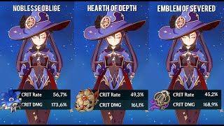 Mona  Noblesse  Hod vs Heart of Depth vs Emblem of Severed Fate Artifact Comparison [upl. by Nashner]