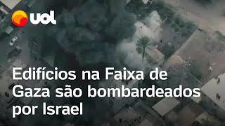 Israel x Hamas Exército israelense divulga vídeo de bombardeios em edifícios na Faixa de Gaza [upl. by Vorster272]