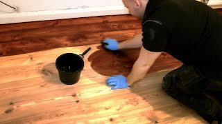 How to Stain a Wooden Floor pro method for DIY [upl. by Anela]