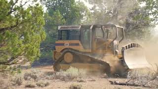 mountainfire Heavy Equipment Building Fire Containment Fuel Breaks With Dozers millfire [upl. by Suivatna]