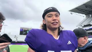 Husky Football 2024 Spring Practice post practice interview with Kamren Fabiculanan part 2 [upl. by Martie]