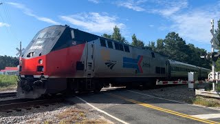 Amtrak 161 Phase I HU leads a flying Amtrak P089 through Rex NC [upl. by Jeannette]