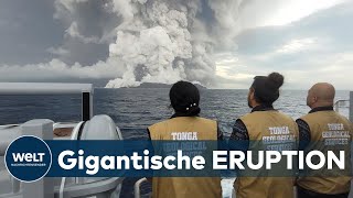 MEGAAUSBRUCH in TONGA Unklarheit über Ausmaß der Schäden  Britin ertrinkt im Tsunami [upl. by Orlov866]