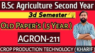 AGRON 211 Crop Production Technology  Kharif Crops  Previous year paper bsc agri 3rd Semester [upl. by Gothar]