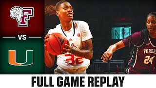 Fordham vs Miami Full Game Replay  202324 ACC Womens Basketball [upl. by Aenneea]