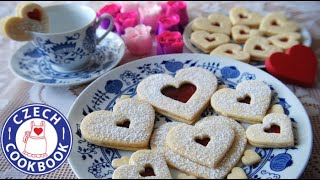 Linzer Hearts Recipe  Linecká Srdíčka  Czech Cookbook [upl. by Mauceri213]