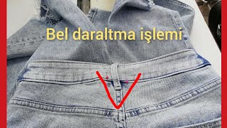 KOT PANTOLON BELİ NASIL DARALIR NASIL YAPILIRdenim size reduction GİYSİ TADİLATI [upl. by Janifer]