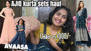 ajio kurta sets haul  ajio avaasa kurti haul  ajio kvs fab haul  ajio dress haul [upl. by So325]