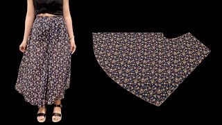 Very easy Mullet Palazzo Trousers cutting and sewing  DIY highlow culottes pantstrousers [upl. by Mirielle177]