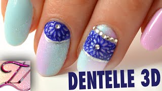 Tuto nail art dentelle 3D nouvelle tendance gel [upl. by Whitford]