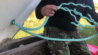 Splicing 3 strand polysteel rope for the bow of the boat and an elasticated hook Sea fishing beach [upl. by Krasnoff]