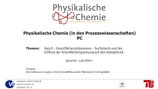 Physikalische Chemie Vorlesung Kapitel 92 Grenzflächenphänomene [upl. by Lordan653]