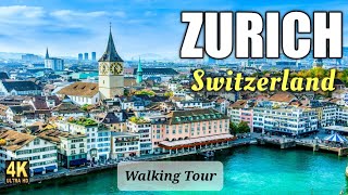 Zurich 🇨🇭 Switzerland  Walking Tour 4K Ultra HD footage [upl. by Nerrat]