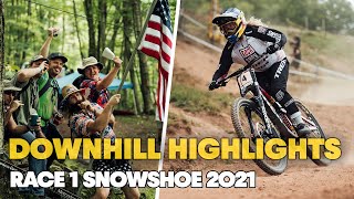 Race 1 Highlights from Snowshoe  UCI Downhill MTB World Cup 2021 [upl. by Christianna]