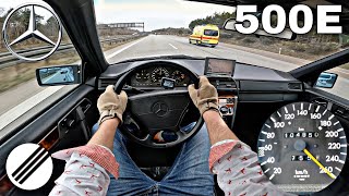 MercedesBenz W124 500E TOP SPEED DRIVE ON GERMAN AUTOBAHN🏎 [upl. by Patricio]