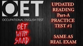 OET Reading PartA Practice Test 1 with Answers Updated 2021 Practice Tests OET with Saad [upl. by Adria]