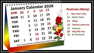 January Calendar 2028 januarycalender2028 [upl. by Eneloc]