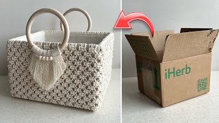 NONSTANDARD USE OF MACRAME PATTERN  STORAGE BASKET IDEA [upl. by Carrillo]