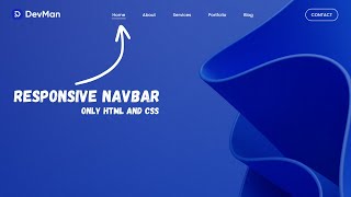 Responsive Navigation Bar Using HTML amp CSS  Navbar CSS Tutorial [upl. by Llerehs]