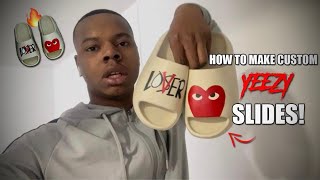 My First Yeezy Slide Custom🔥🔥Best Custom On Youtube [upl. by Winni]