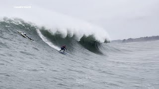 Surfers head to Bay Areas legendary Mavericks as powerful waves expected [upl. by Rehpretsirhc]