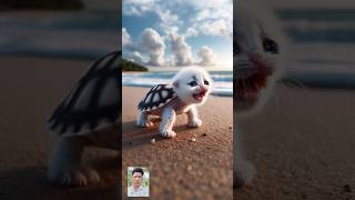 when a turtle kitten is attacked on the beach cat cute story ai [upl. by Bluh]