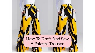 HOW TO CUT A PALAZZO TROUSER WITH SIDE POCKETS  Easy Cutting And Stitching [upl. by Eloisa]