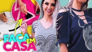 DIY CUSTOMIZANDO ROUPAS VELHAS SEM GASTAR [upl. by Lirrad]