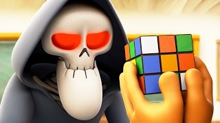 Funny Animated Cartoon  Spookiz Skeleton Teacher Completes Rubiks Cube 스푸키즈  Cartoon for Children [upl. by Keligot]