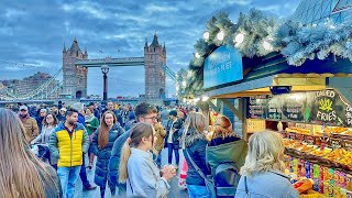 London Tower Bridge Christmas Market Tour from Borough Market  London Winter Walk 2022 4K HDR [upl. by Sell]