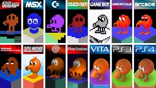 Qbert 1982Atari 2600 vs MSX vs Vic20 vs GB vs GBC vs NES vs SNES vs PS1 vs DC vs Vita And MORE [upl. by Nnylekoorb59]