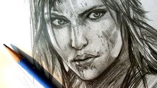 ASMR  Pencil Drawing 15  Lara Croft Request [upl. by Goldberg326]