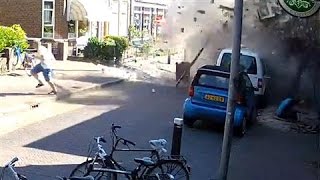 CCTV Captures Dramatic Crane Crash [upl. by Easlehc]