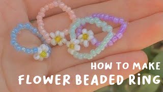 how to make flower beaded ringcara membuat cincin manik bunga [upl. by Ciprian]