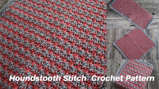 Learn the Houndstooth Stitch Crochet Pattern Left Handed Tutorial Dishcloth Blanket Easy Stitch [upl. by Toscano]