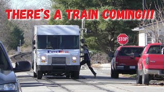 A FedEx driver makes a delivery on the fastest streetrun in America with a train coming [upl. by Hornstein]